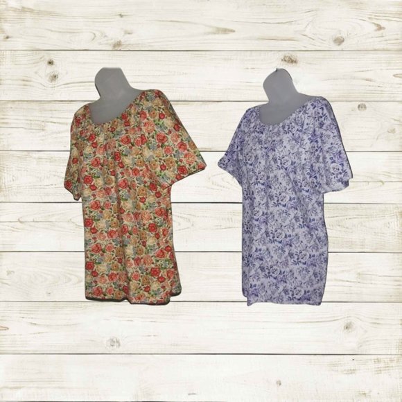 Handmade set of two womens tops size L short sleeve multiclor - Picture 3 of 13